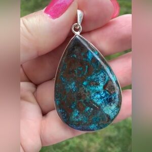 Shattuckite Solid 925 Sterling Silver Pendant
